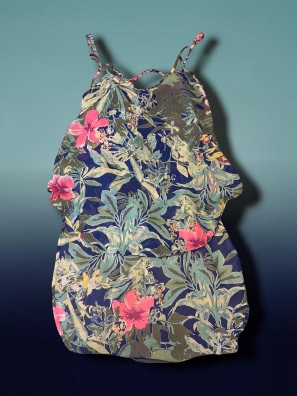 ASTR the Label Tropical Hi-Lo Tank Top Medium Resortwear Cover Up